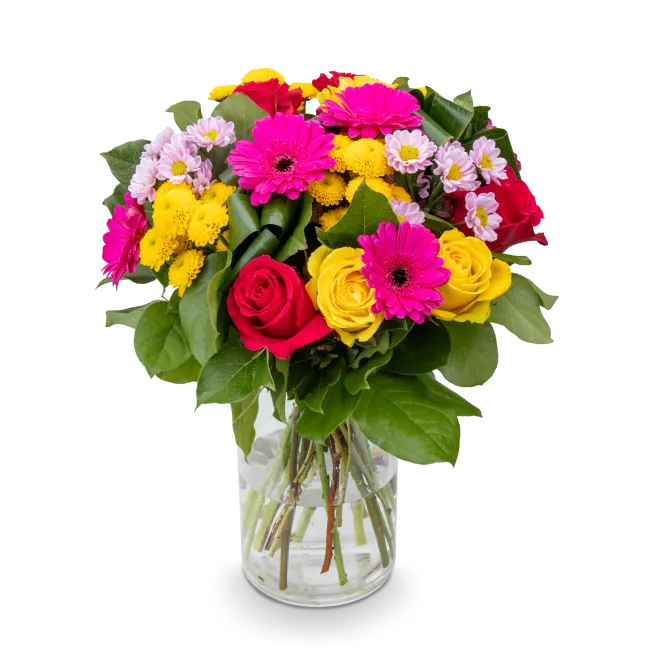 Bouquet with roses and germinis